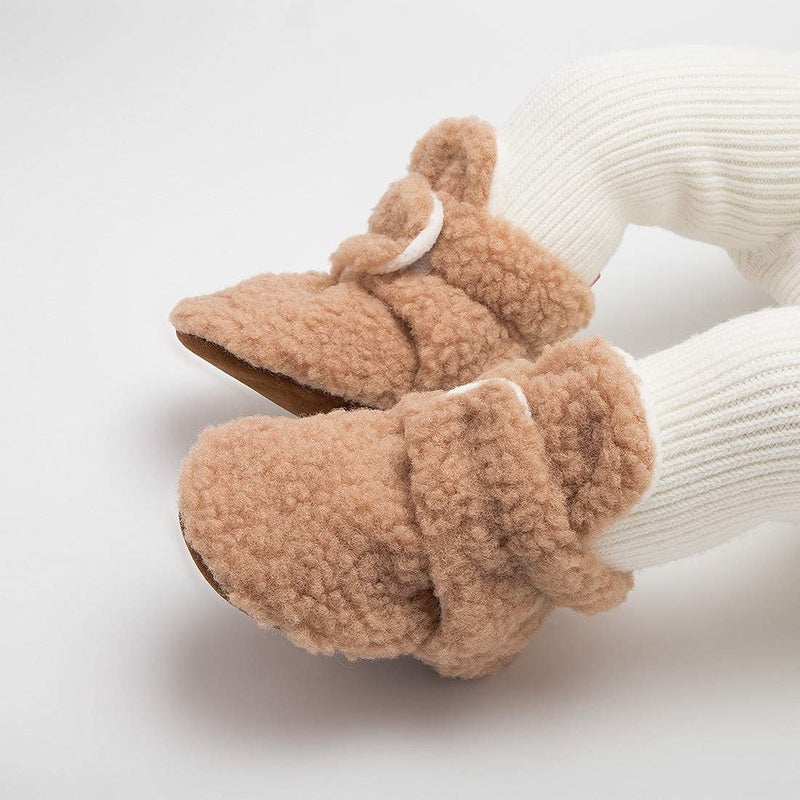 Babelvit Newborn Baby Boy Girl Soft Fleece Booties Stay On Infant Slippers Socks Shoe Non Skid Gripper Toddler First Walkers Winter Ankle Crib Shoes - Image 2
